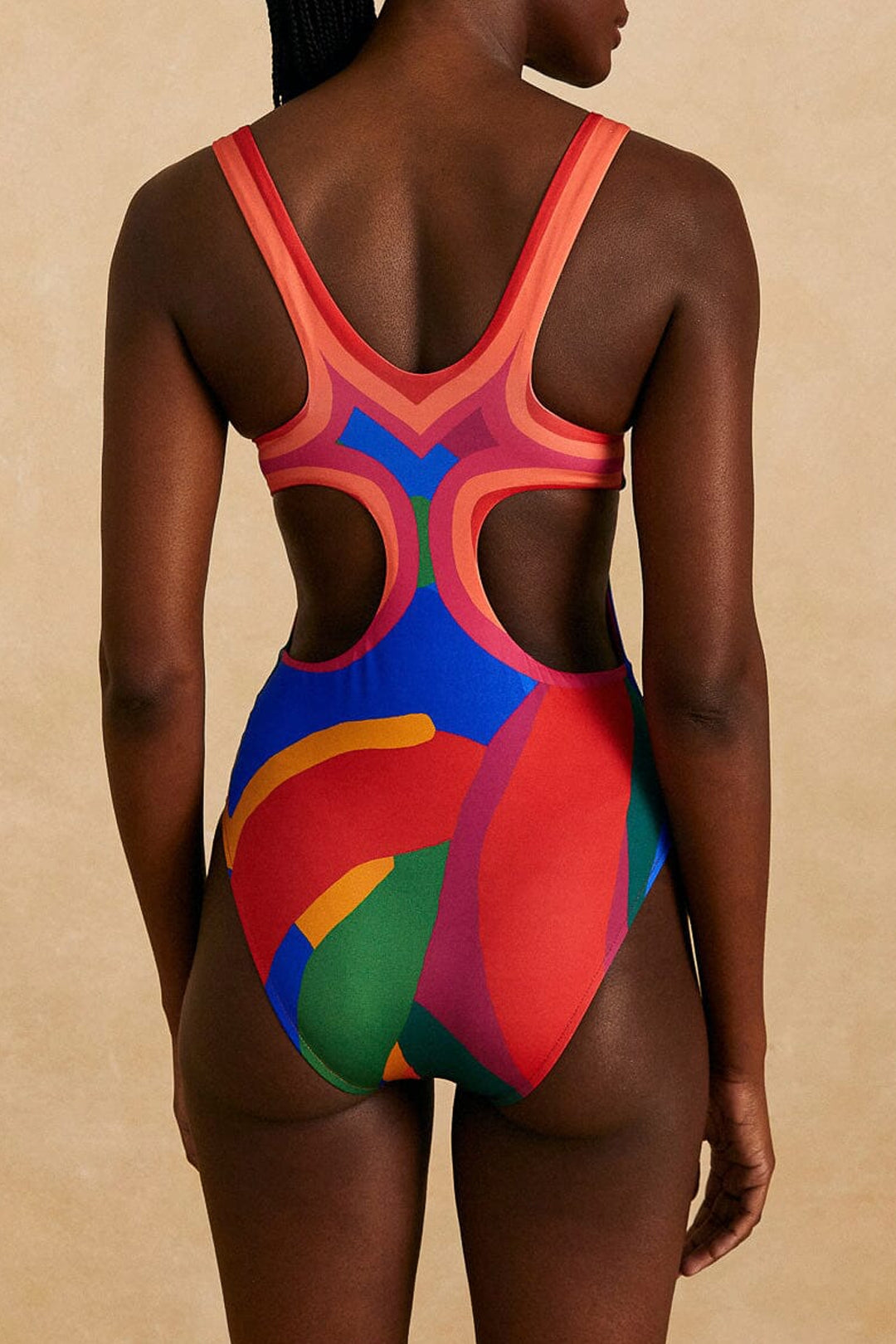 Maillot de bain une pièce Colorful Leaves - Orange