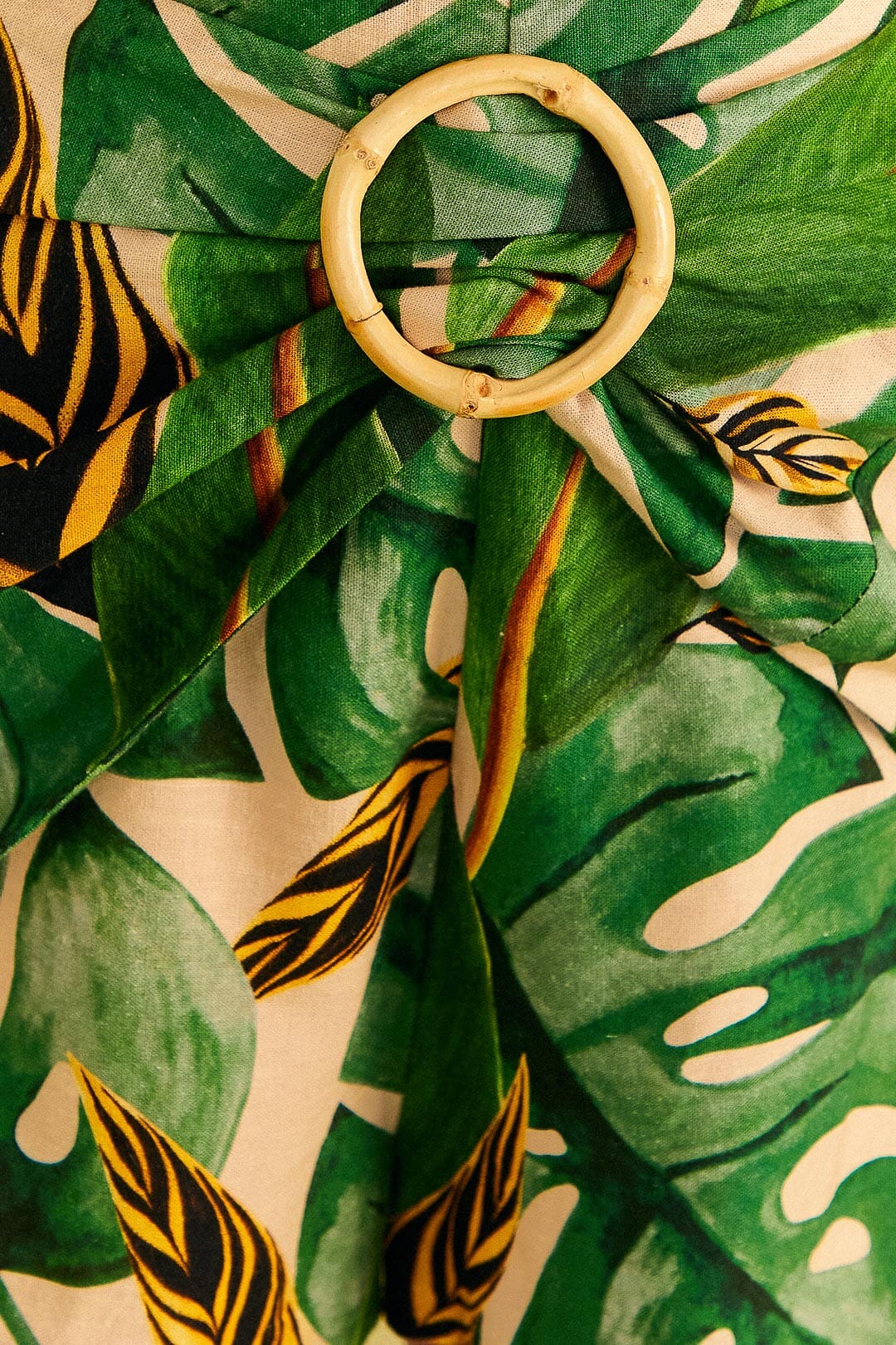 Short Tropical Leaves en lin - Vert