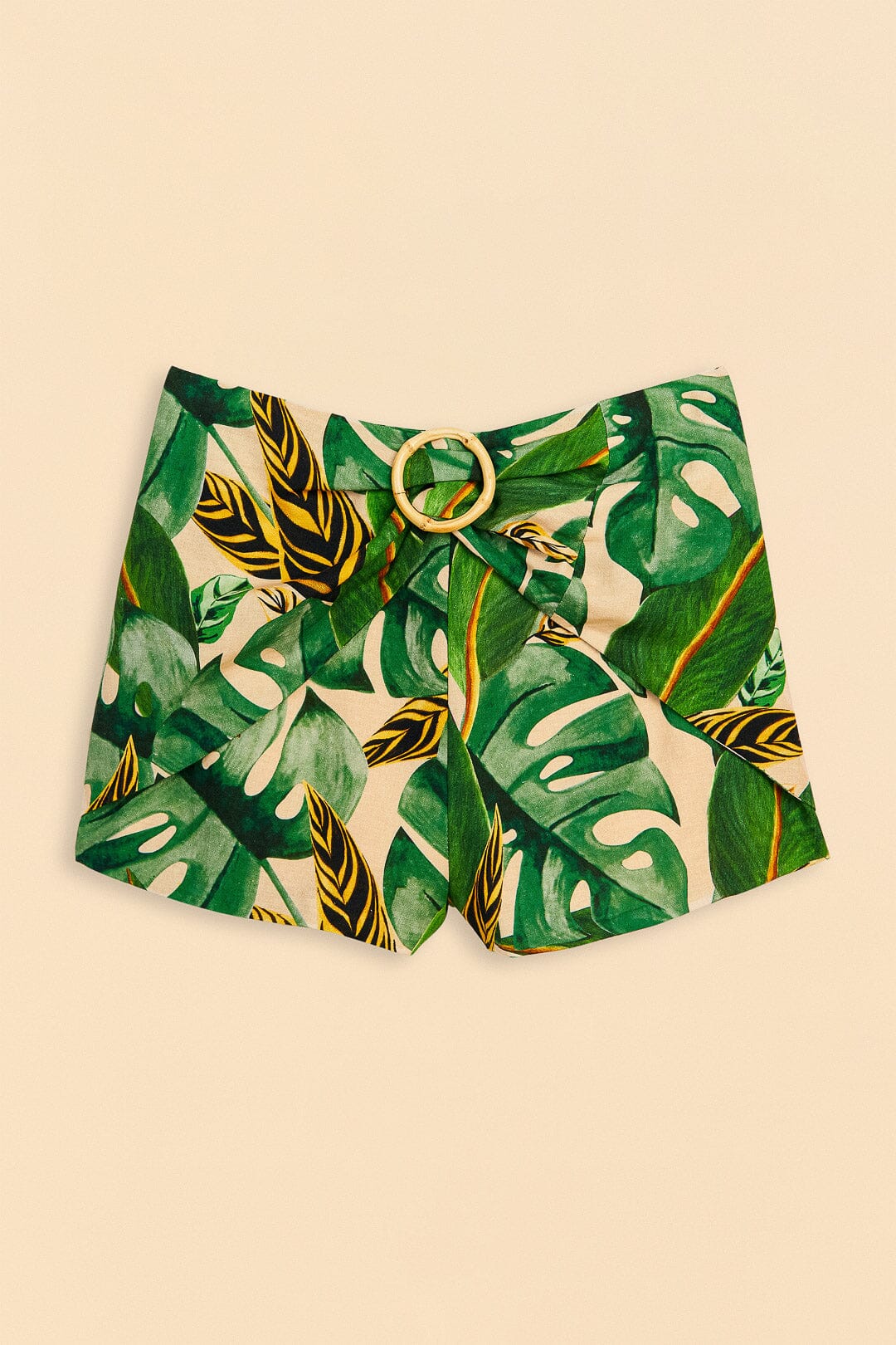 Short Tropical Leaves en lin - Vert