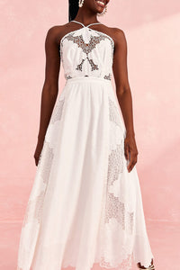 Robe longue Off-White Embroidery en lin - Blanc