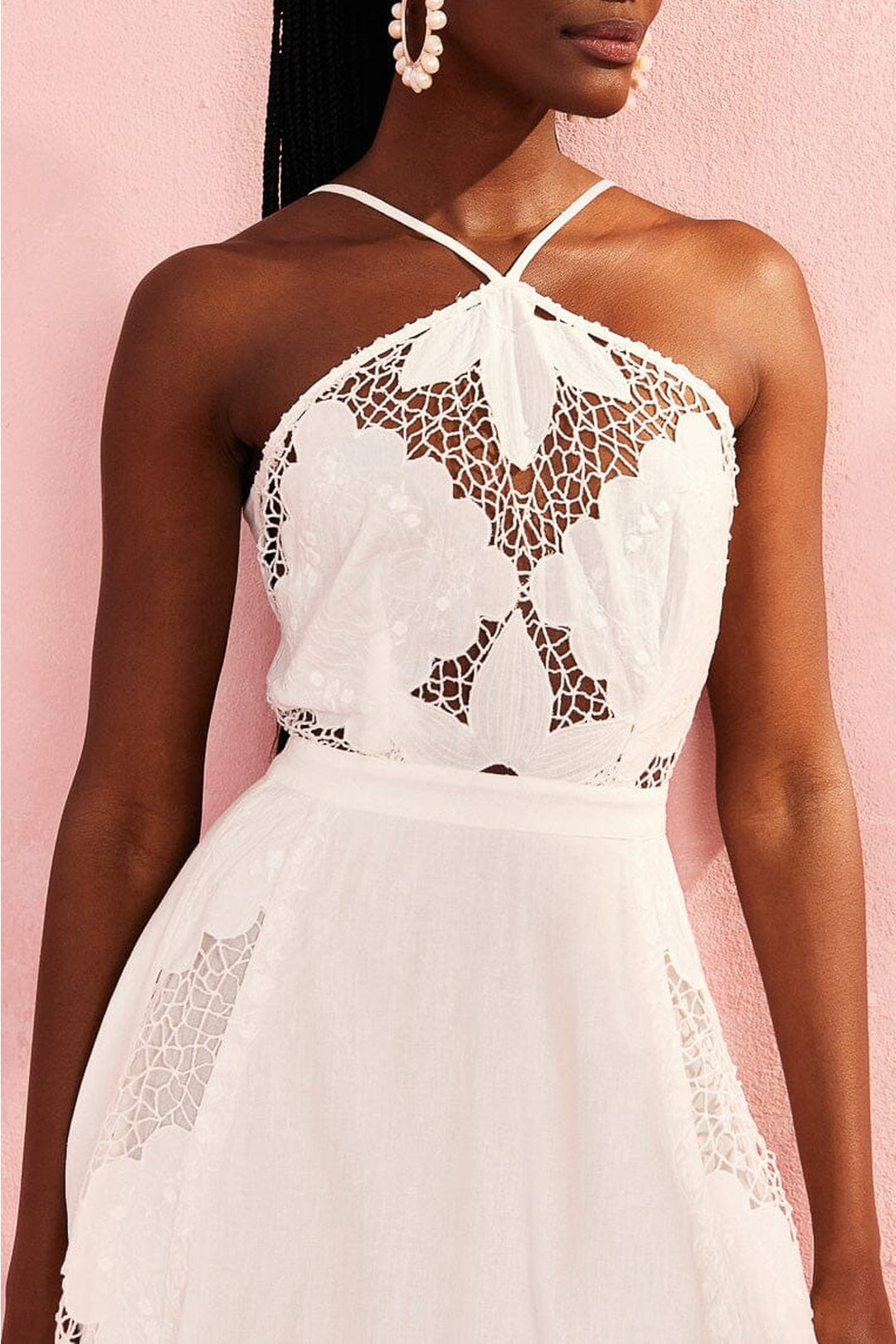 Robe longue Off-White Embroidery en lin - Blanc