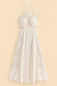 Robe longue Off-White Embroidery en lin - Blanc