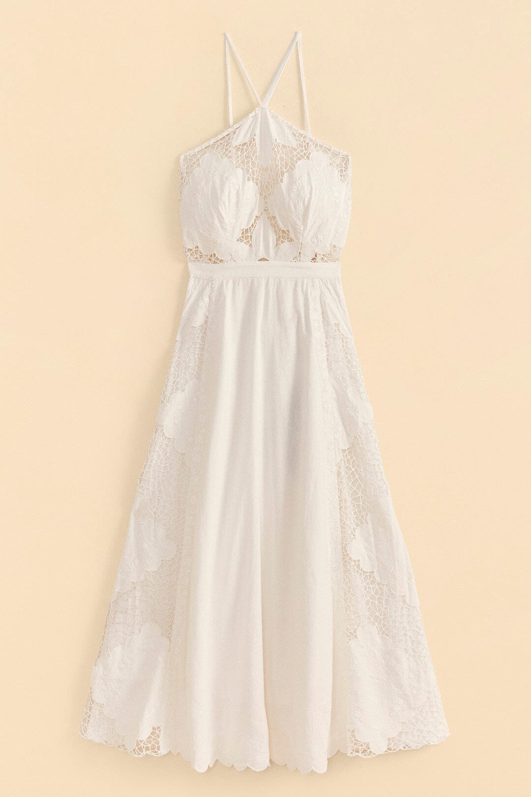 Robe longue Off-White Embroidery en lin - Blanc