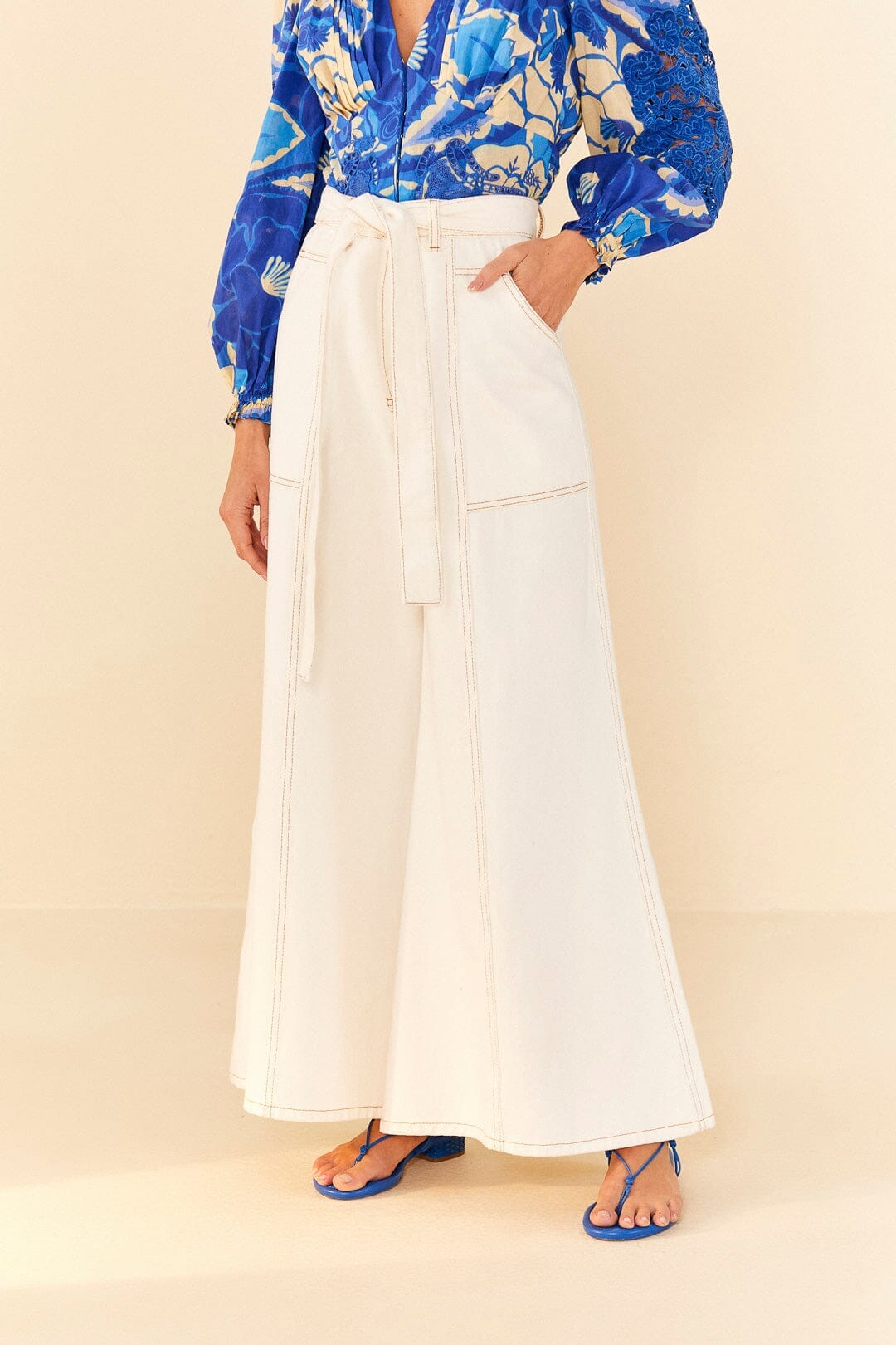 Pantalon en sergé en coton - Off White