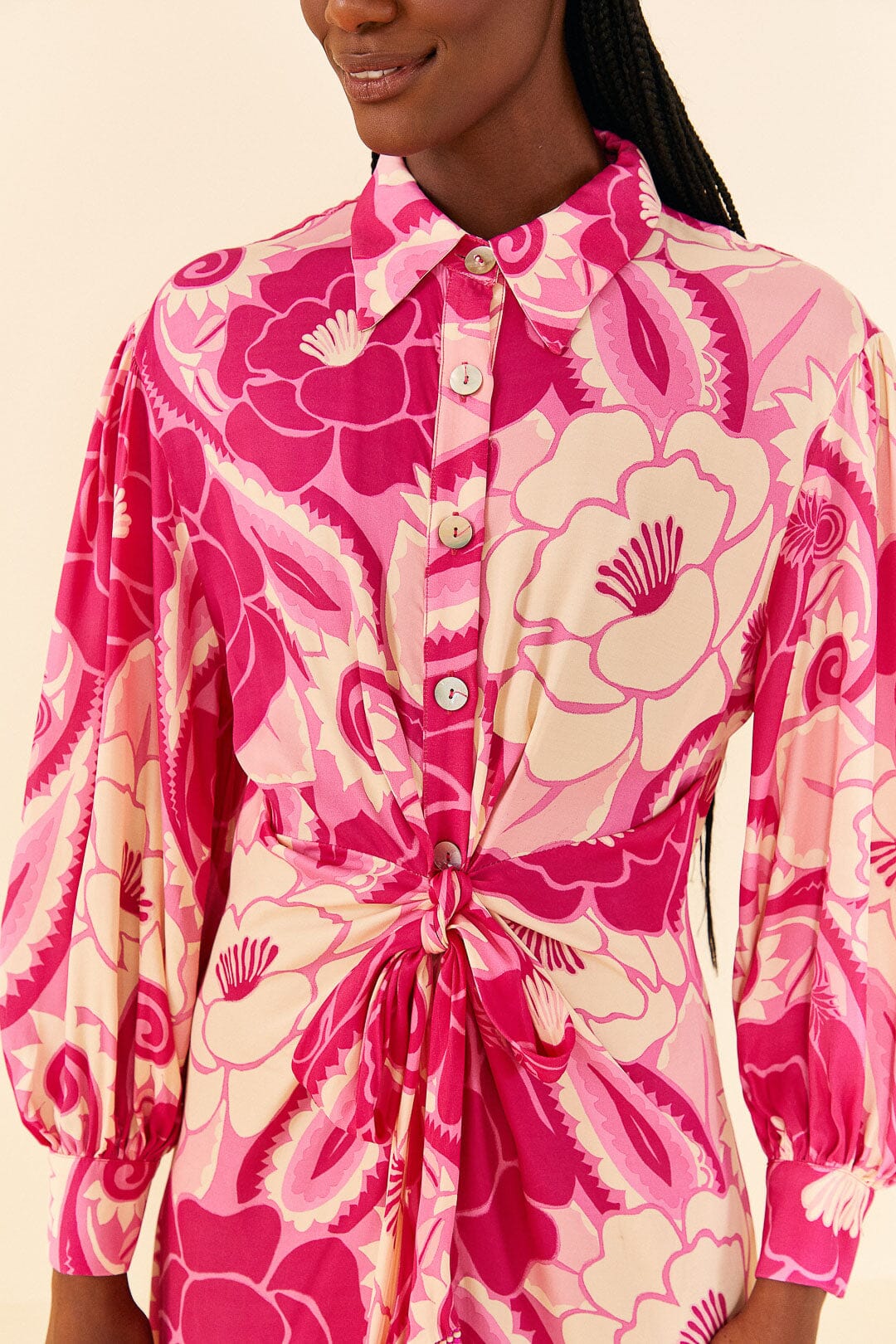 Robe midi Tropical Groove Pink - Rose