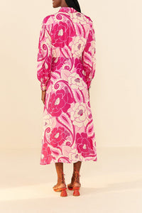 Robe midi Tropical Groove Pink - Rose