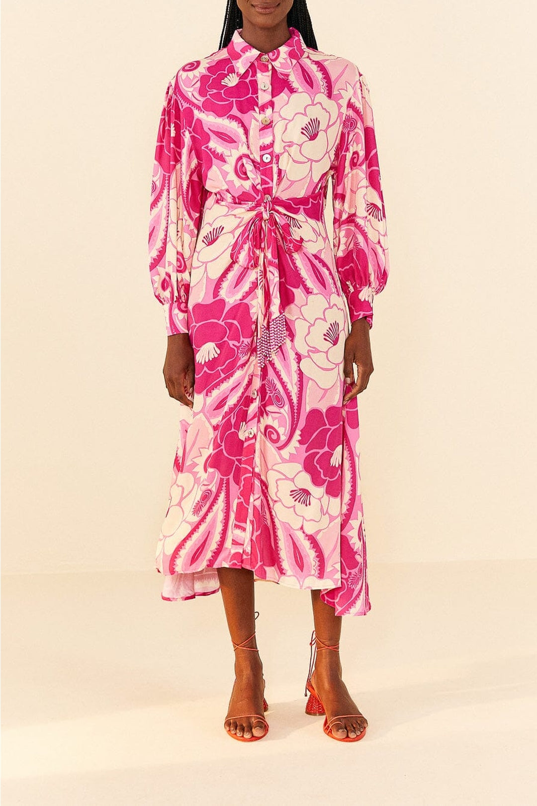 Robe midi Tropical Groove Pink - Rose