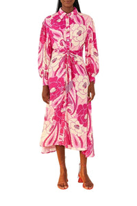 Robe midi Tropical Groove Pink - Rose