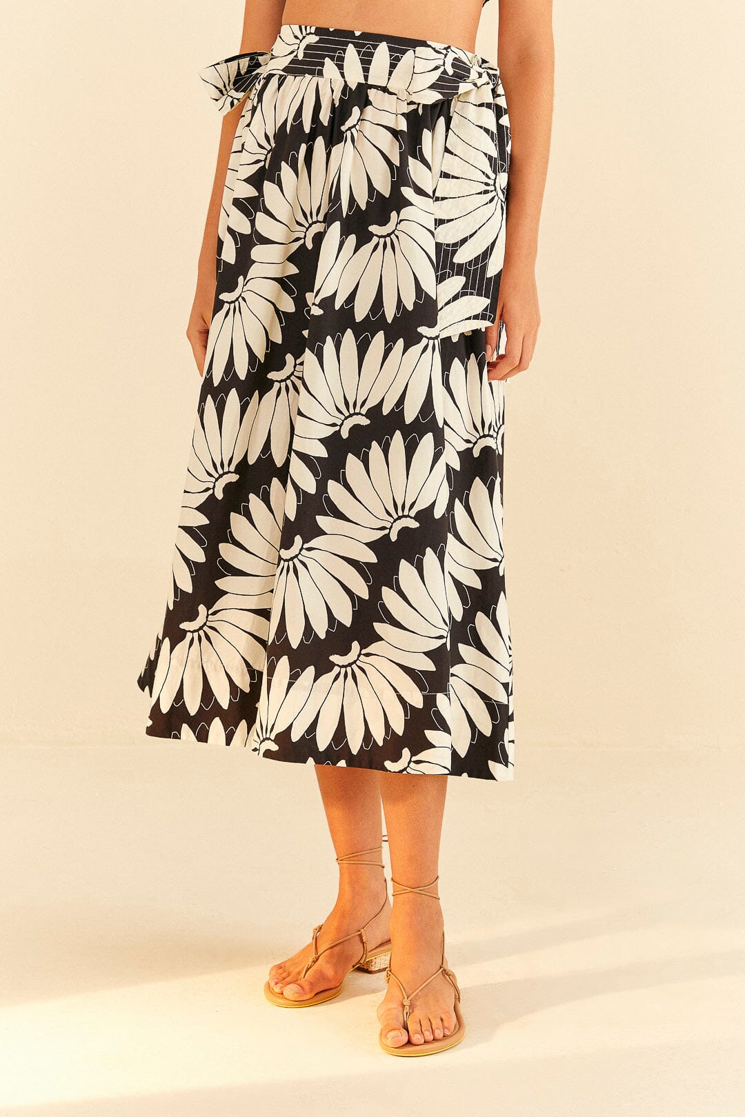 Jupe midi Copacabana Black Bow en coton - Noir