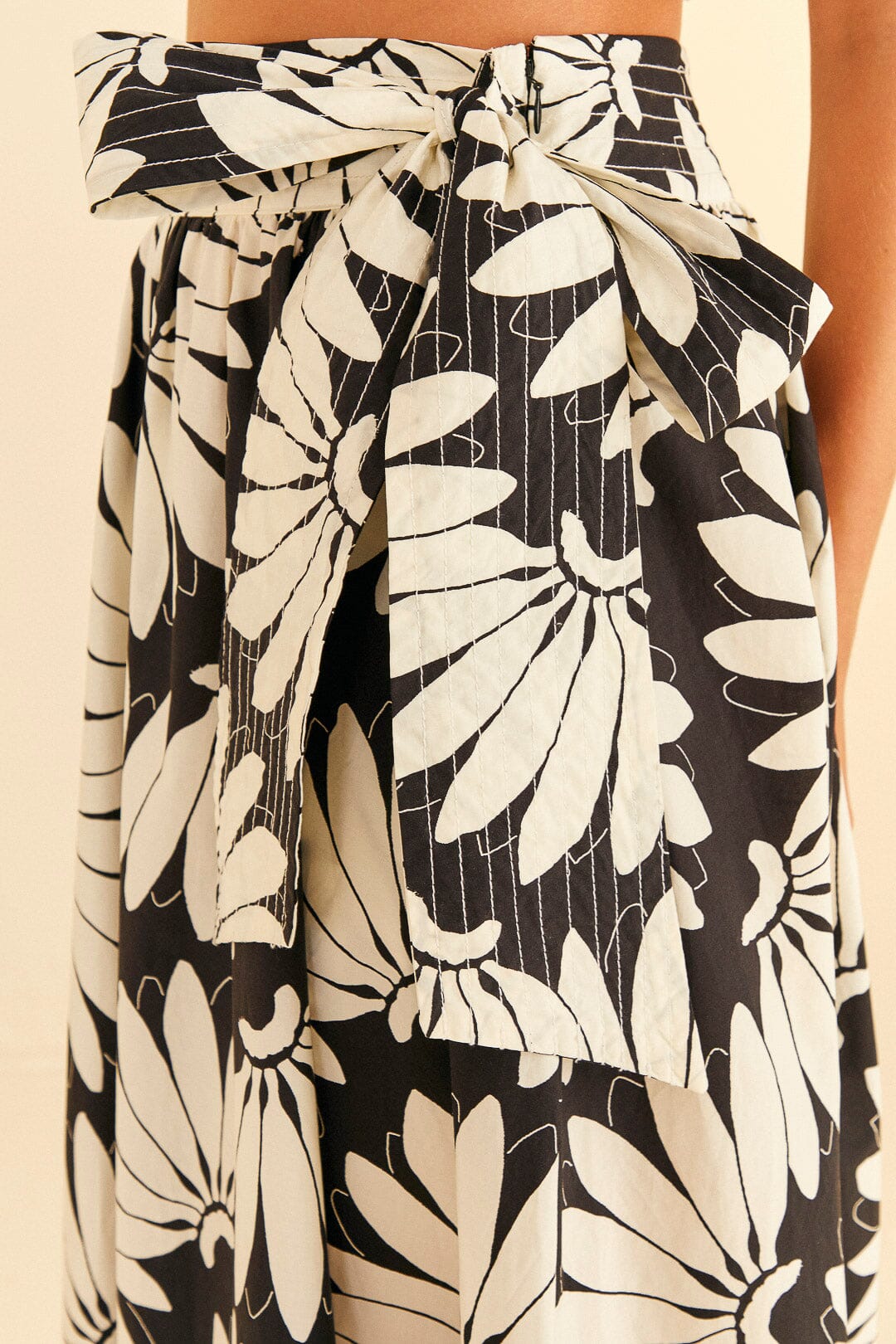 Jupe midi Copacabana Black Bow en coton - Noir