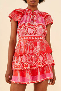 Mini jupe Summer Sunrise en coton - Rouge