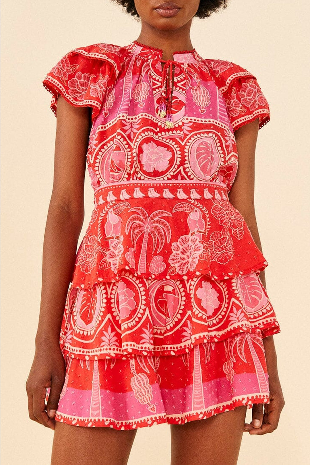 Mini jupe Summer Sunrise en coton - Rouge
