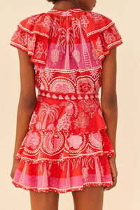 Mini jupe Summer Sunrise en coton - Rouge