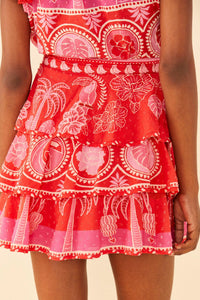 Mini jupe Summer Sunrise en coton - Rouge