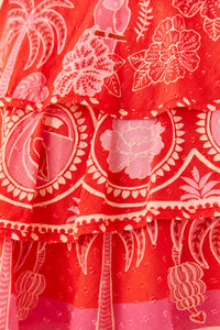 Mini jupe Summer Sunrise en coton - Rouge