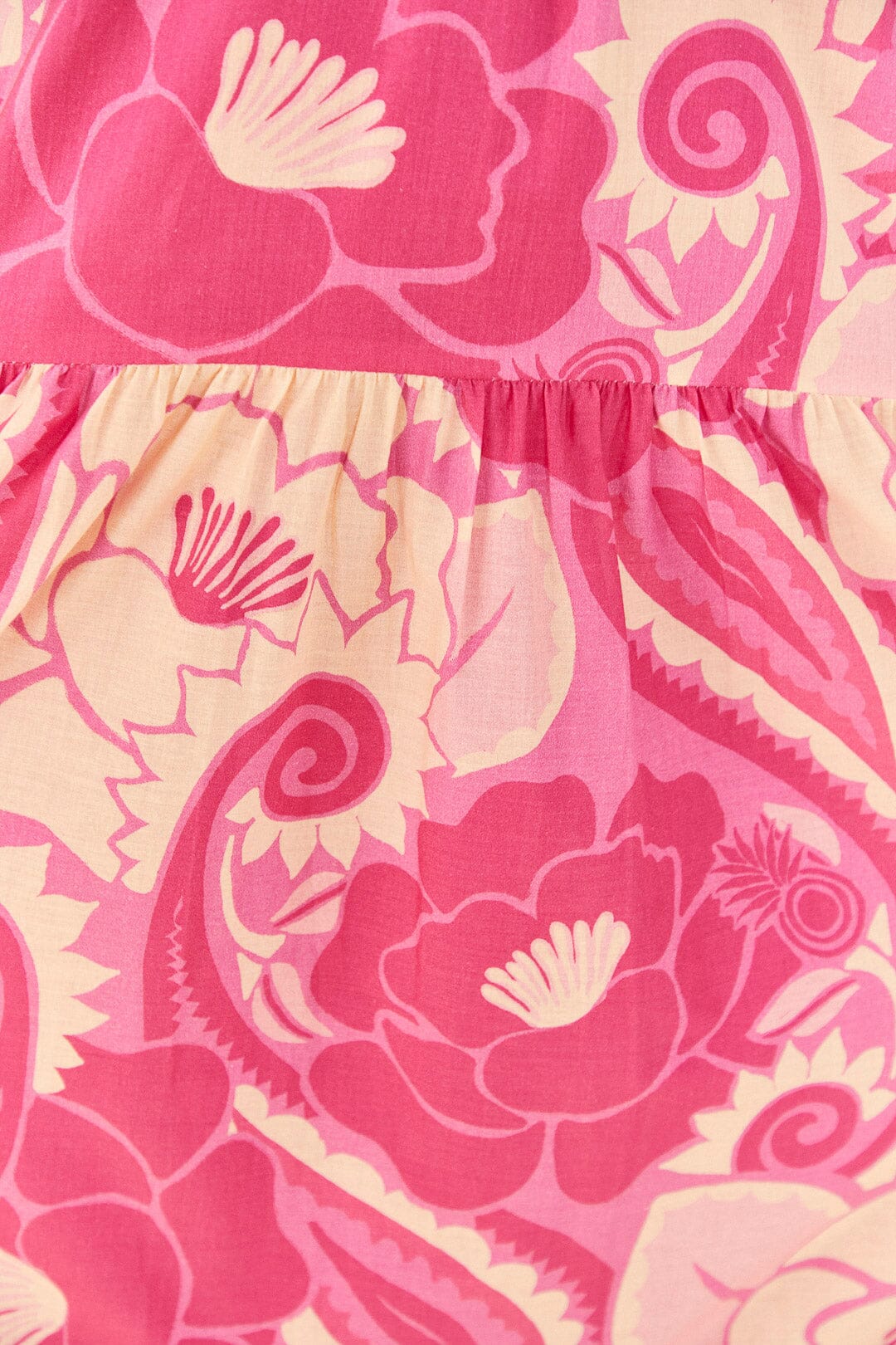 Robe longue Tropical Groove Pink en coton - Rose