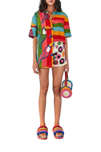 Short Multi Circles en crochet en coton - Multicolore