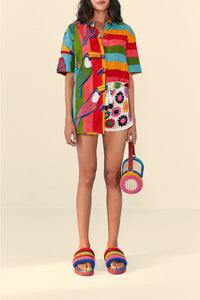 Short Multi Circles en crochet en coton - Multicolore