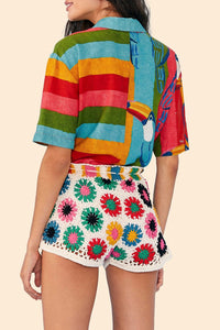 Short Multi Circles en crochet en coton - Multicolore