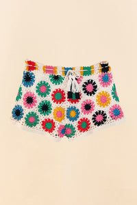 Short Multi Circles en crochet en coton - Multicolore