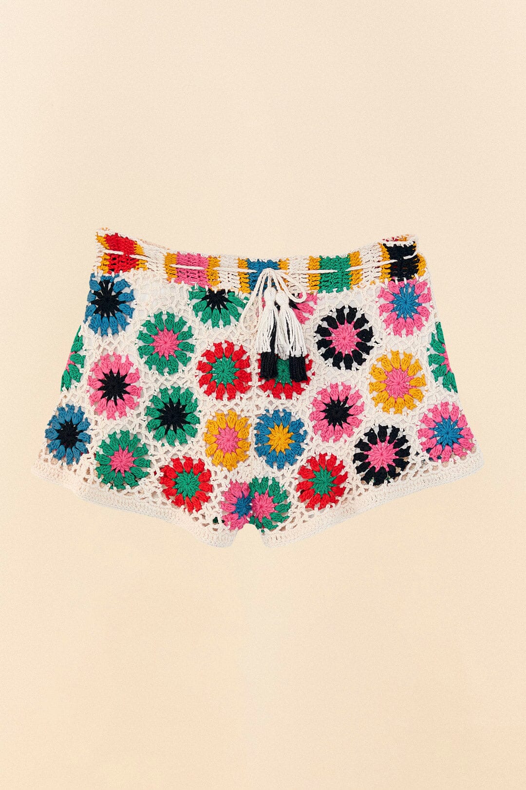 Short Multi Circles en crochet en coton - Multicolore