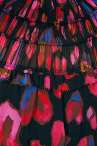 Robe courte à volants Léopards irisés - Violet