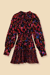 Robe courte à volants Léopards irisés - Violet
