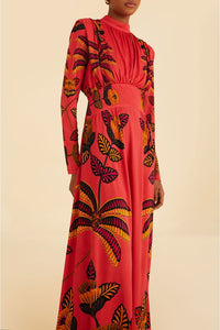 Robe longue Living Bloom Blush à col montant - Rose