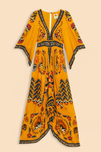 Robe longue caftan Tropical Tapestry - Orange