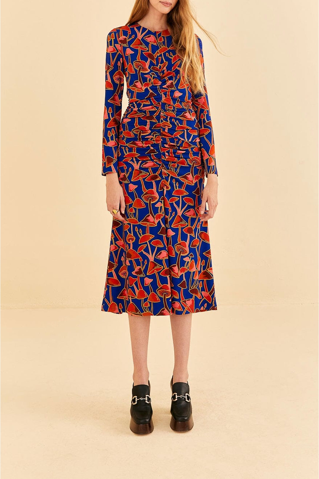 Robe midi Mushroom manches longues - Rouge