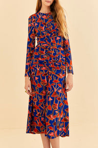 Robe midi Mushroom manches longues - Rouge