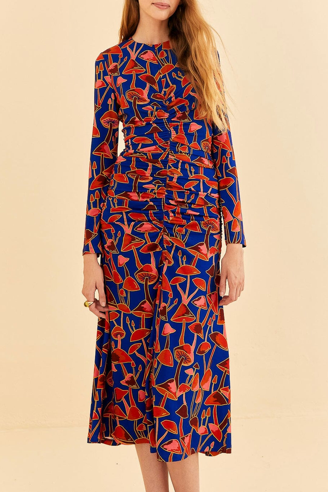 Robe midi Mushroom manches longues - Rouge