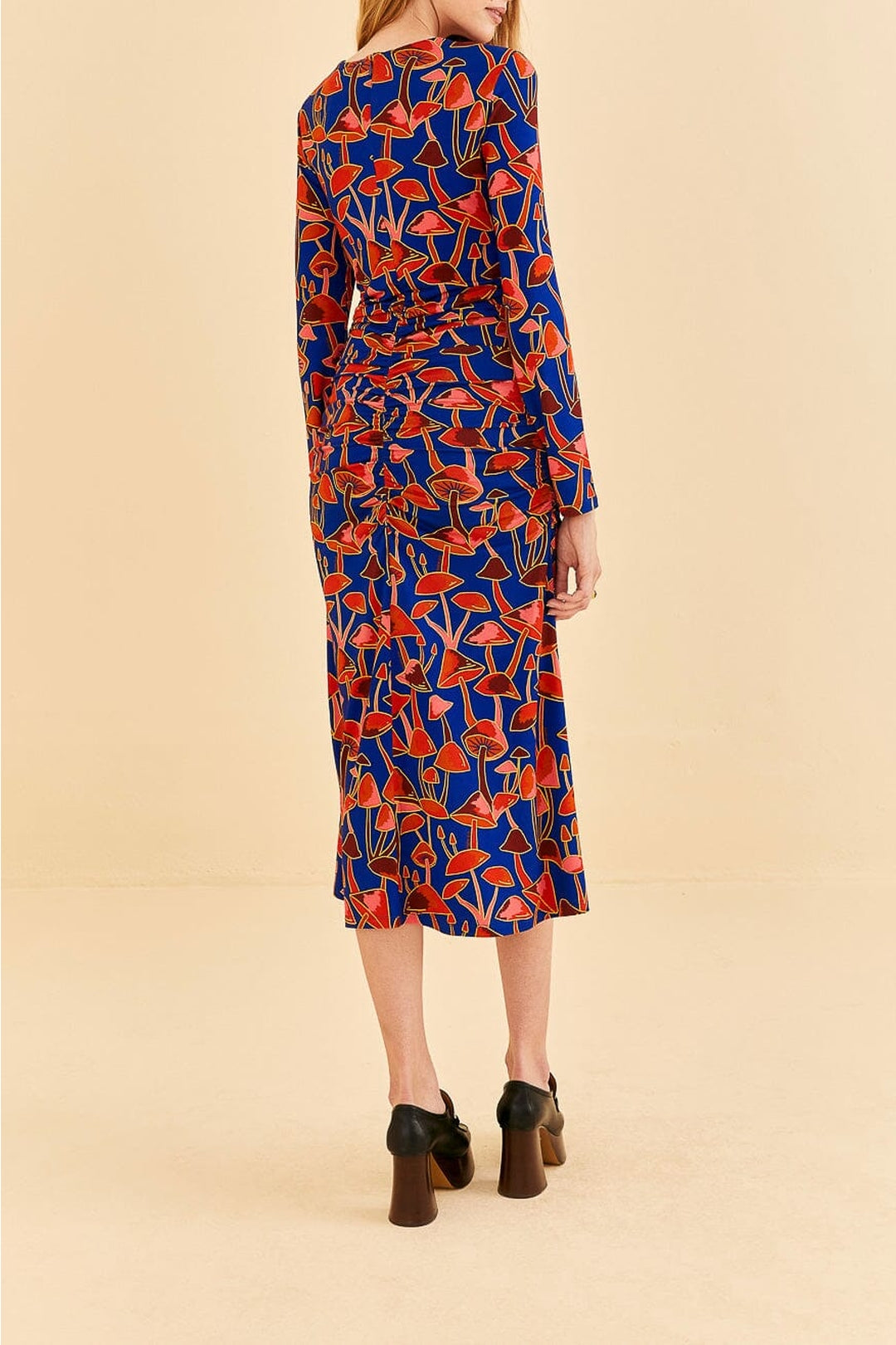 Robe midi Mushroom manches longues - Rouge