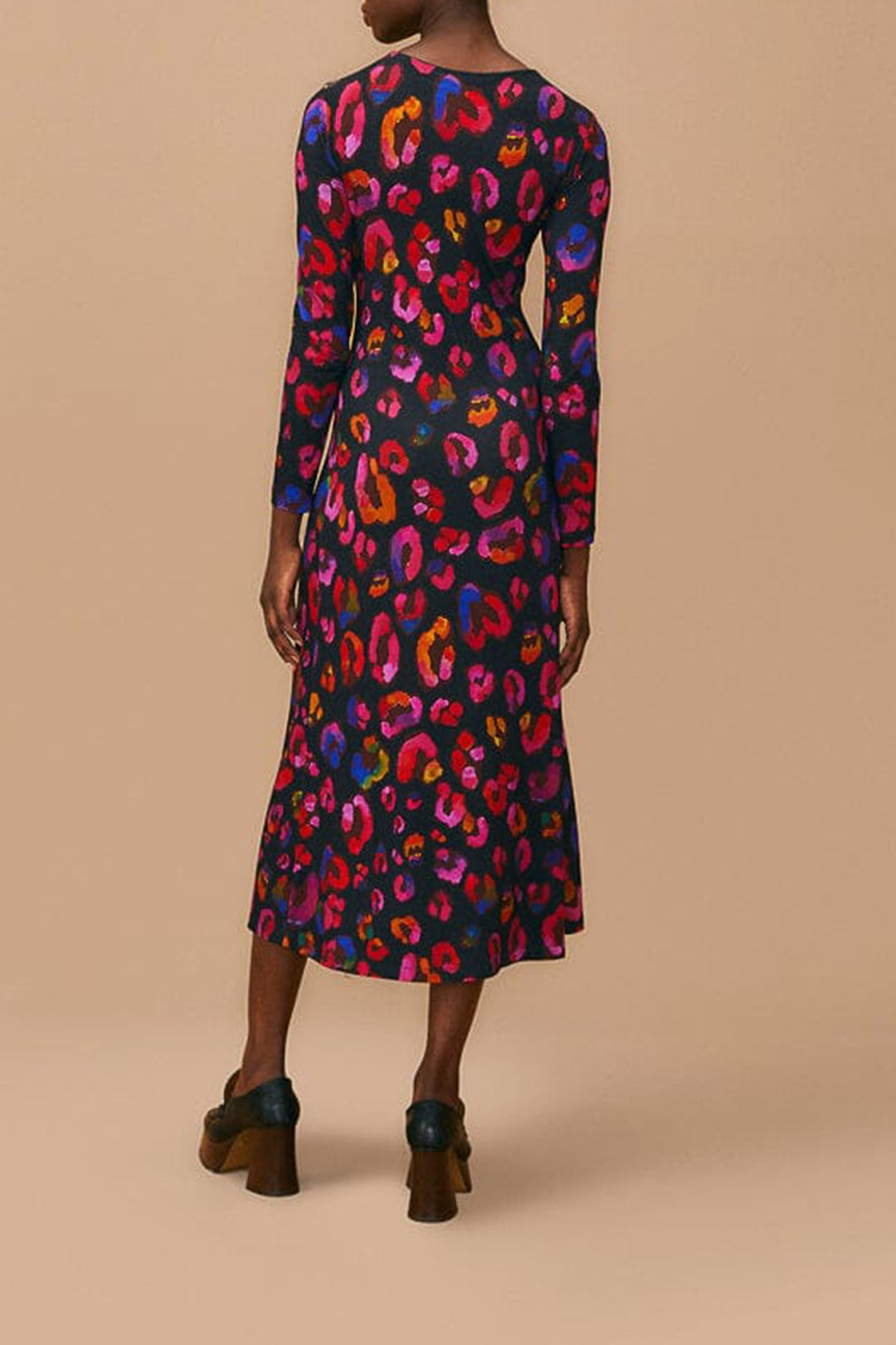 Robe midi Léopards irisés àmanches longues - Violet