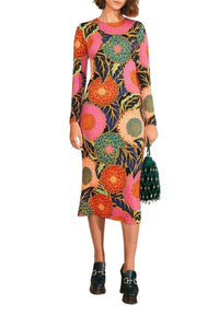 Robe midi Jardin vintage à manches bouffantes - Orange