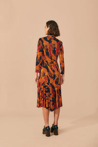 Robe midi fendue Girafes - Orange