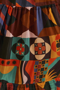 Robe longue sans manches aux formes Tropicales - Orange