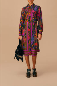 Robe midi à motifs de chevaux sauvages - Violet