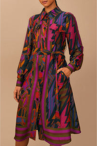 Robe midi à motifs de chevaux sauvages - Violet