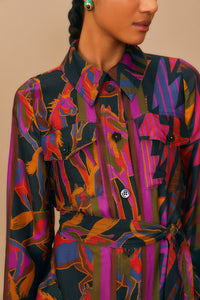 Robe midi à motifs de chevaux sauvages - Violet