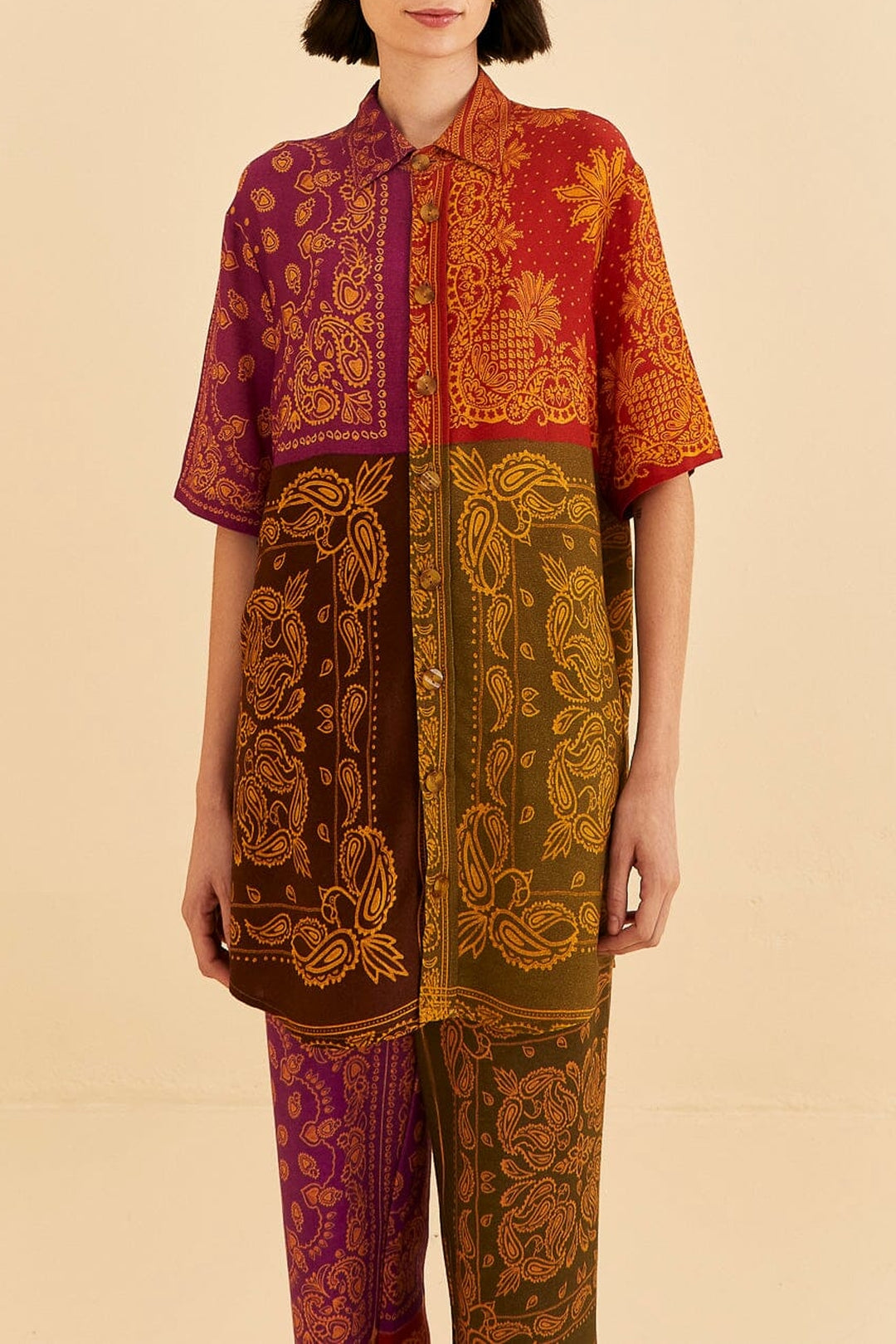 Chemise à manches courtes Bandana Dream - Orange