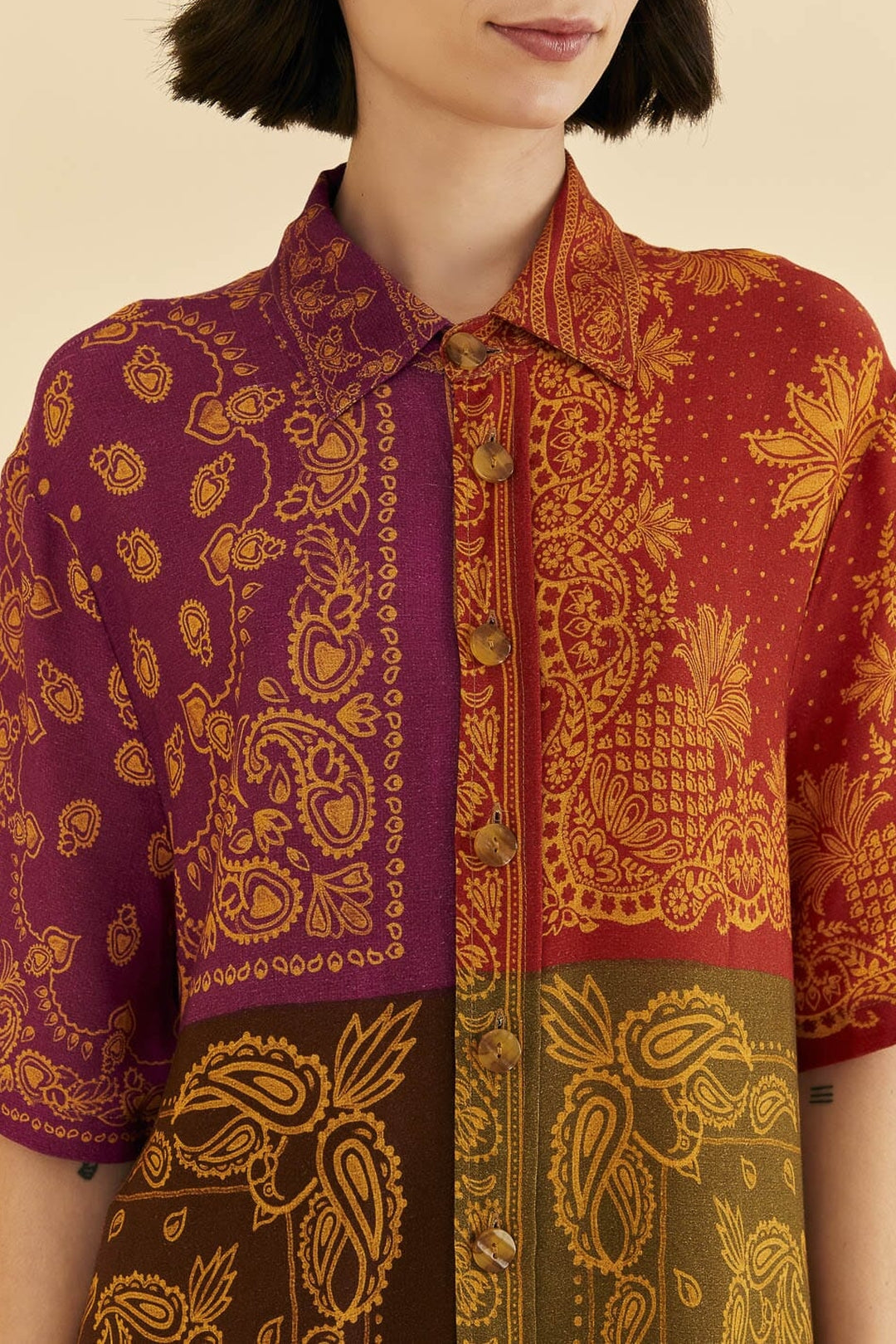 Chemise à manches courtes Bandana Dream - Orange
