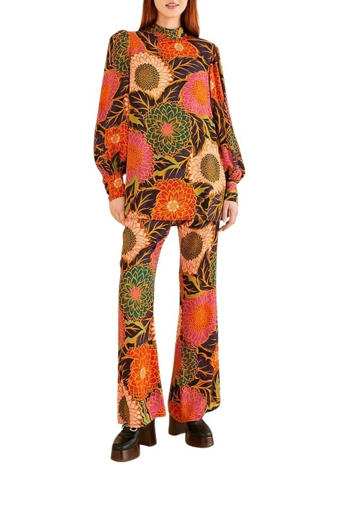 Blouse Vintage Garden en satin - Orange