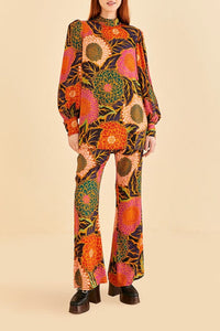 Blouse Vintage Garden en satin - Orange