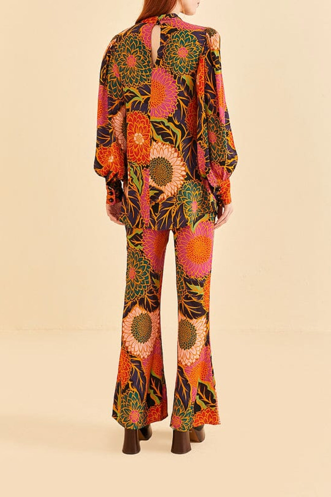 Blouse Vintage Garden en satin - Orange