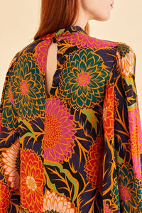 Blouse Vintage Garden en satin - Orange