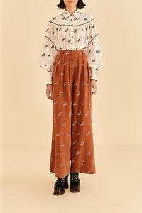 Pantalon à chevaux brodés en coton - Orange