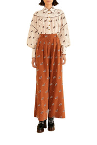 Pantalon à chevaux brodés en coton - Orange