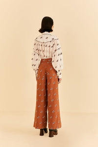 Pantalon à chevaux brodés en coton - Orange