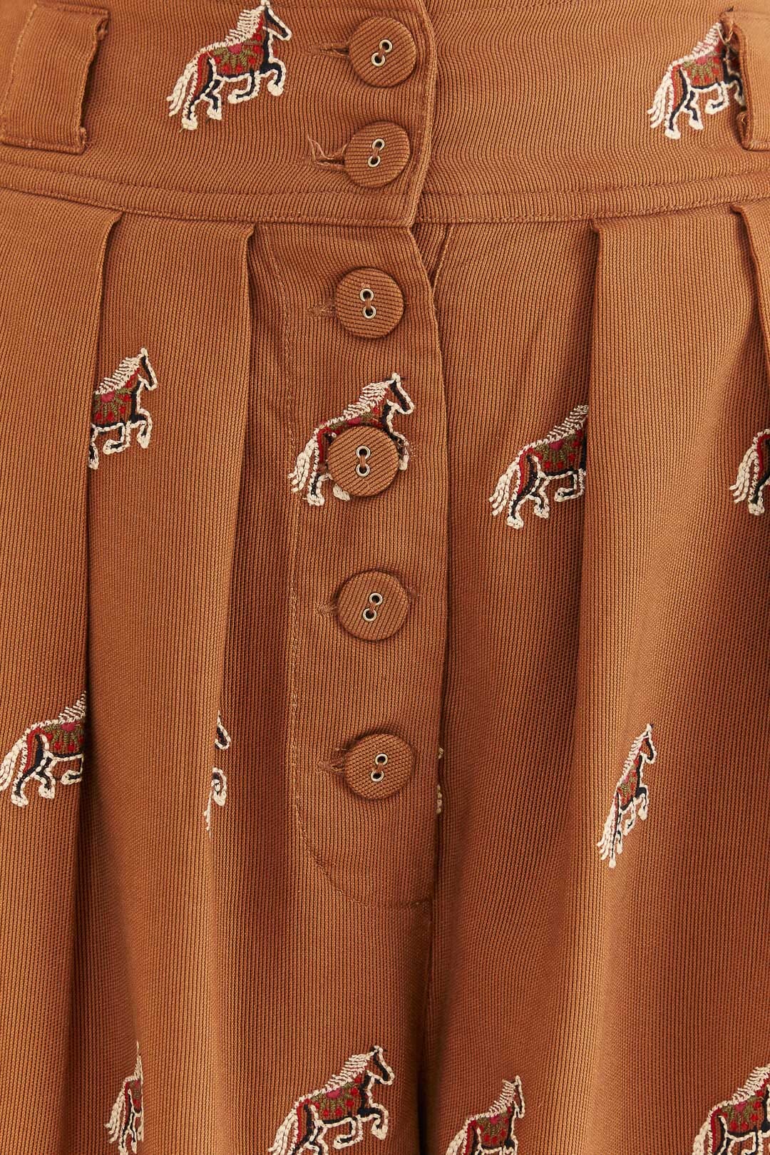 Pantalon à chevaux brodés en coton - Orange